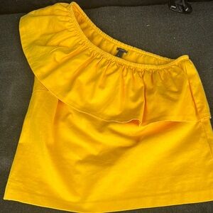 J. Crew Yellow Asymmetrical Ruffled Blouse